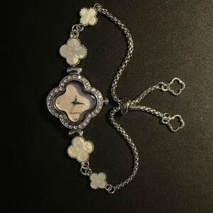 Mother-of-Pearl Clover Bracelet Watch - Silver Tone
